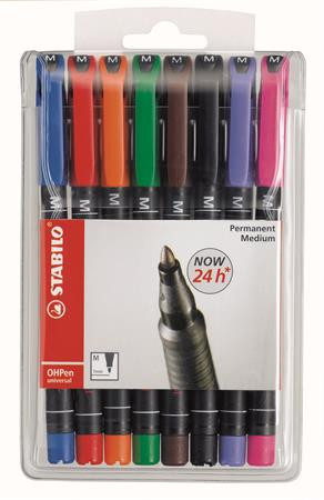 Alkoholos marker, 1 mm, STABILO OHPen M, 8 különböző szín (TST8438)