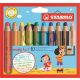 Színes ceruza készlet, kerek, vastag, STABILO Woody 3 in 1, 10 különböző szín (TST88010)
