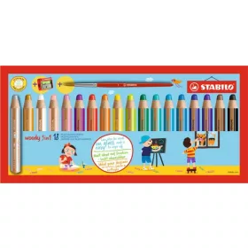   Színes ceruza készlet, kerek, vastag, STABILO Woody 3 in 1, 18 különböző szín (TST880183)