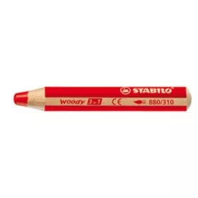   Színes ceruza, kerek, vastag, STABILO Woody 3 in 1, piros (TST880310)