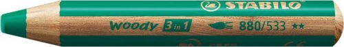 Színes ceruza, kerek, vastag, STABILO Woody 3 in 1, sötétzöld (TST880533)