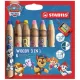 Színesceruza készlet, kerek, vastag, hegyezővel, STABILO Woody 3 in 1, Mancs őrjárat, 6 különböző szín (TST88068)