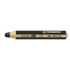   Színes ceruza, kerek, vastag, STABILO Woody 3 in 1, fekete (TST880750)