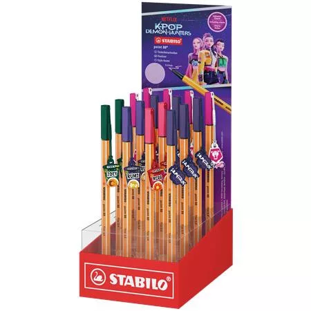 Tűfilc display, 0,4 mm, STABILO Point 88 K-Pop démonvadászok (TST88161)