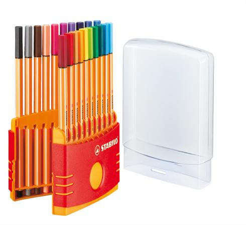 Tűfilc készlet, 0,4 mm, STABILO Point 88 ColorParade, 20 különböző szín (TST882003)
