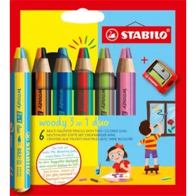   Színes ceruza készlet, STABILO Woody 3 in 1 duo, 6 dupla vegyes szín (TST88262)