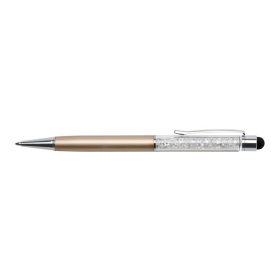   Golyóstoll, arany, felül fehér SWAROVSKI® kristállyal töltve, érintővel, 14 cm, ART CRYSTELLA® (TSWG033)