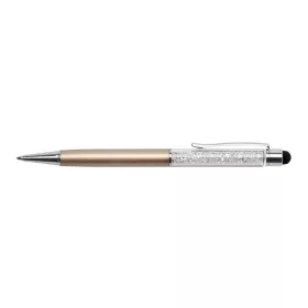   Golyóstoll, arany, felül fehér SWAROVSKI&reg; kristállyal töltve, érintővel, 14 cm, ART CRYSTELLA&reg; (TSWG033)