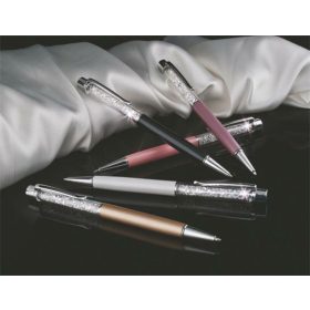   Golyóstoll, világoslila, felül fehér SWAROVSKI&reg; kristállyal töltve, 14 cm, ART CRYSTELLA&reg; (TSWG040)