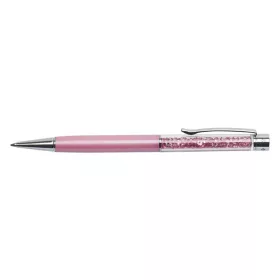   Golyóstoll, rózsaszín, felül rózsaszín SWAROVSKI® kristállyal töltve, 14 cm, ART CRYSTELLA® (TSWG052)