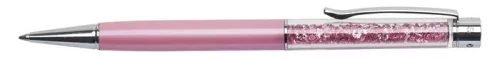 Golyóstoll, rózsaszín, felül rózsaszín SWAROVSKI&reg; kristállyal töltve, 14 cm, ART CRYSTELLA&reg; (TSWG052)