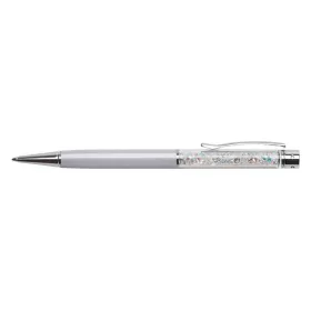   Golyóstoll, krémfehér, felül színjátszós fehér SWAROVSKI&reg; kristállyal töltve, 14 cm, ART CRYSTELLA&reg; (TSWG126)
