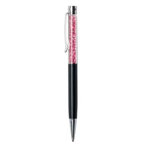   Golyóstoll, fekete, felül pink SWAROVSKI&reg; kristállyal töltve, 14 cm, ART CRYSTELLA&reg; (TSWG160)