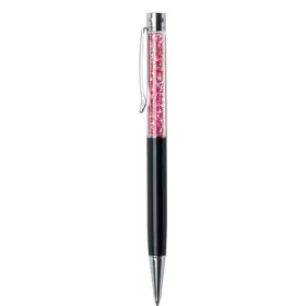   Golyóstoll, fekete, felül pink SWAROVSKI® kristállyal töltve, 14 cm, ART CRYSTELLA® (TSWG160)