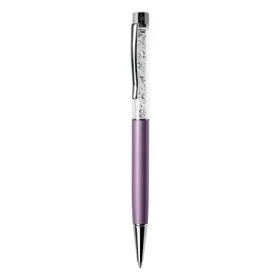   Golyóstoll, orgonalila, felül fehér SWAROVSKI&reg; kristályokkal töltve, 14 cm, ART CRYSTELLA&reg; (TSWG400)