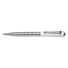   Golyóstoll, fehér-ezüst Rialto, light siam piros SWAROVSKI&reg; kristállyal, 14cm, ART CRYSTELLA&reg; (TSWGF409)