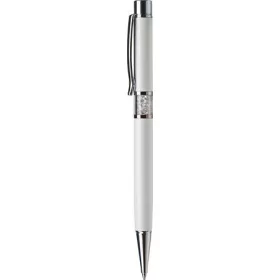   Golyóstoll, fehér, középen fehér SWAROVSKI® kristállyal töltve, 14cm, ART CRYSTELLA® (TSWGK201)