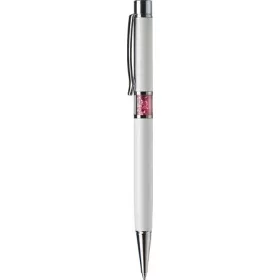   Golyóstoll, fehér, középen rózsaszín SWAROVSKI&reg; kristállyal töltve, 14cm, ART CRYSTELLA&reg; (TSWGK202)