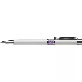   Golyóstoll, fehér, középen orgonalila SWAROVSKI&reg; kristállyal töltve, 14cm, ART CRYSTELLA&reg; (TSWGK203)