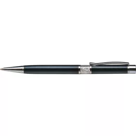   Golyóstoll, fekete, középen fehér SWAROVSKI&reg; kristállyal töltve, 14cm, ART CRYSTELLA&reg; (TSWGK221)