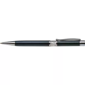   Golyóstoll, fekete, középen fehér SWAROVSKI® kristállyal töltve, 14cm, ART CRYSTELLA® (TSWGK221)