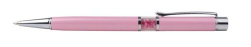 Golyóstoll, Crystals from SWAROVSKI®, rózsaszín, középen pink kristályokkal töltve 14cm (TSWGK243)