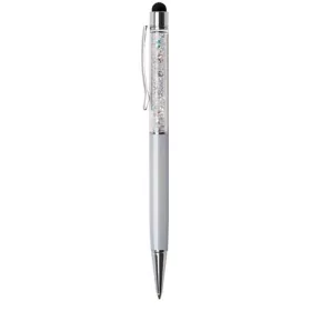   Golyóstoll, krémfehér, felül színjátszós fehér SWAROVSKI&reg; kristállyal töltve, érintővel, 14 cm, ART CRYSTELLA&reg; (TSWGT127)
