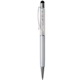   Golyóstoll, krémfehér, felül színjátszós fehér SWAROVSKI® kristállyal töltve, érintővel, 14 cm, ART CRYSTELLA® (TSWGT127)