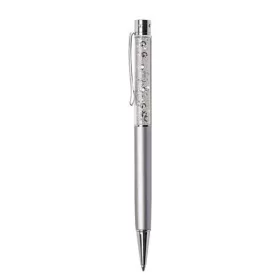   Golyóstoll, ezüst, felül fehér SWAROVSKI&reg; kristállyal töltve, 14 cm, ART CRYSTELLA&reg; (TSWGT230)