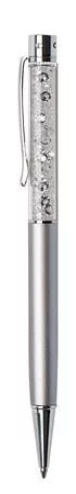 Golyóstoll, ezüst, felül fehér SWAROVSKI® kristállyal töltve, 14 cm, ART CRYSTELLA® (TSWGT230)