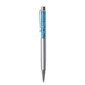   Golyóstoll, ezüst, felül aquakék SWAROVSKI® kristállyal töltve, 14 cm, ART CRYSTELLA® (TSWGT236)