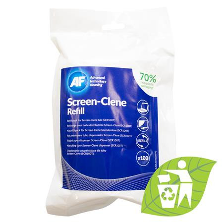 Tisztítókendő, képernyőhöz, antisztatikus, utántöltő, 100 db, AF Screen-Clene Refill (TTIASCR100R)