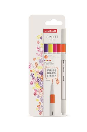 Tűfilc készlet, 0,4 mm, UNI Emott Passion, 5 különböző szín (TUERZELEM5)