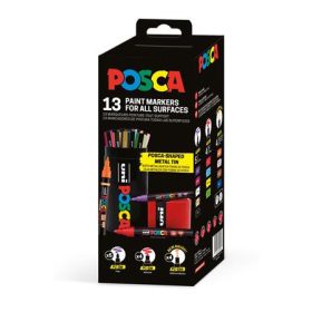   Dekormarker készlet, Posca fém dobozos, UNI Posca, 13 különböző szín (TUPC13DBV)