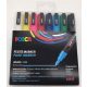 Dekormarker készlet, 0,9-1,3 mm, UNI Posca PC-3M, 8 különböző szín (TUPC3M8DB)