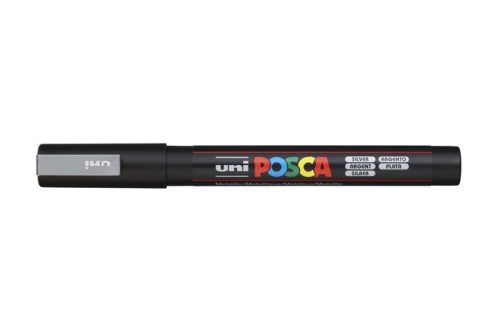 Dekormarker, 0,9-1,3 mm, UNI Posca PC-3M, ezüst (TUPC3ME)