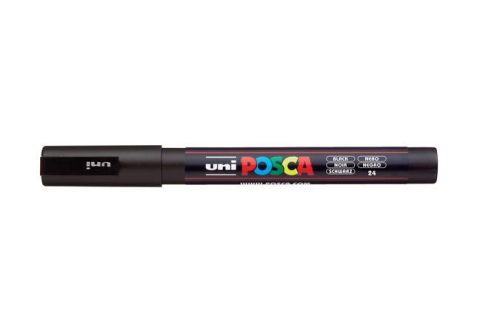 Dekormarker, 0,9-1,3 mm, UNI Posca PC-3M, fekete (TUPC3MF)