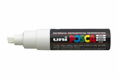 Dekormarker, 8 mm, vágott, UNI Posca PC-8K, fehér (TUPC8KFH)