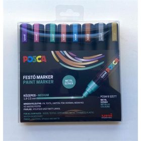   Dekormarker készlet, 1,8-2,5 mm, UNI Posca PC-5M, 8 különböző metál szín (TUPWE5M8DBMETAL)