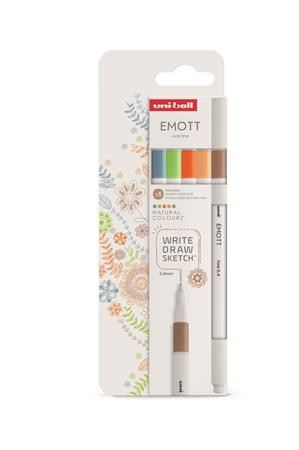 Tűfilc készlet, 0,4 mm, UNI Emott Natural, 5 különböző szín (TUTERMESZET5)