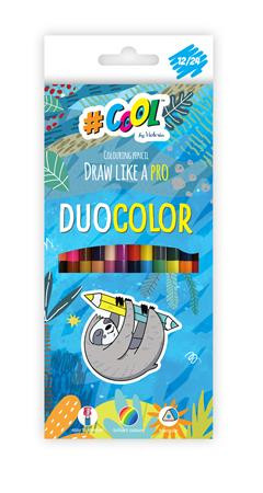Színes ceruza készlet, háromszögletű, kétvégű, COOL BY VICTORIA Duocolor, 24 különböző szín (TVC006)