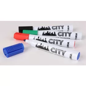   Táblamarker készlet, 1-3 mm, kúpos, VICTORIA VISUAL City, 4 különböző szín (TVI2313V)