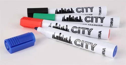 Táblamarker készlet, 1-3 mm, kúpos, VICTORIA VISUAL City, 4 különböző szín (TVI2313V)
