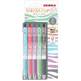   Zseléstoll készlet, 0,33 mm, nyomógombos, csíkos test, ZEBRA Sarasa Clip Pastel, 5 különböző pasztell szín (TZ13989)