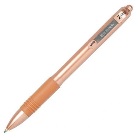 Golyóstoll, 0,27 mm, nyomógombos, ZEBRA Z-Grip Smooth Rose Gold, kék (TZ15250)