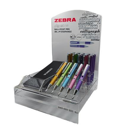 Golyóstoll display, 0,24 mm, teleszkópos, ZEBRA SL-F1, kék, világos színek (TZ23000)