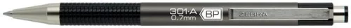 Golyóstoll, 0,24 mm, nyomógombos, antracit tolltest, ZEBRA F-301 A, kék (TZ26341)