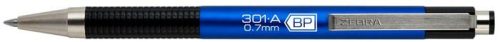 Golyóstoll, 0,24 mm, nyomógombos, kék tolltest, ZEBRA F-301 A, kék (TZ26342)