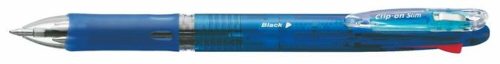 Golyóstoll, 0,24 mm, nyomógombos, négyszínű, ZEBRA Clip-on Slim 4C, kék (TZ45972)