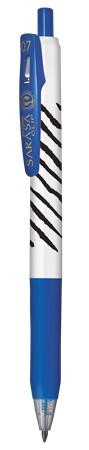 Zseléstoll, 0,33 mm, nyomógombos, csíkos test, ZEBRA Sarasa Clip, kék (TZ48292)